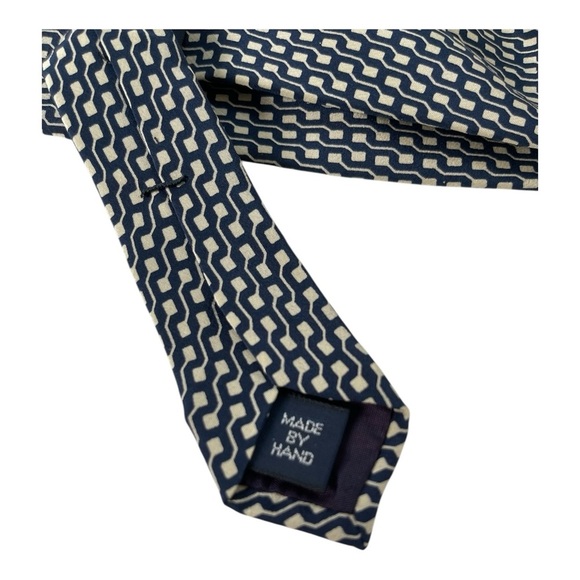 Polo Ralph 100% Silk Navy Geometric Handmade Vintage Tie | Preppy - Picture 4 of 5